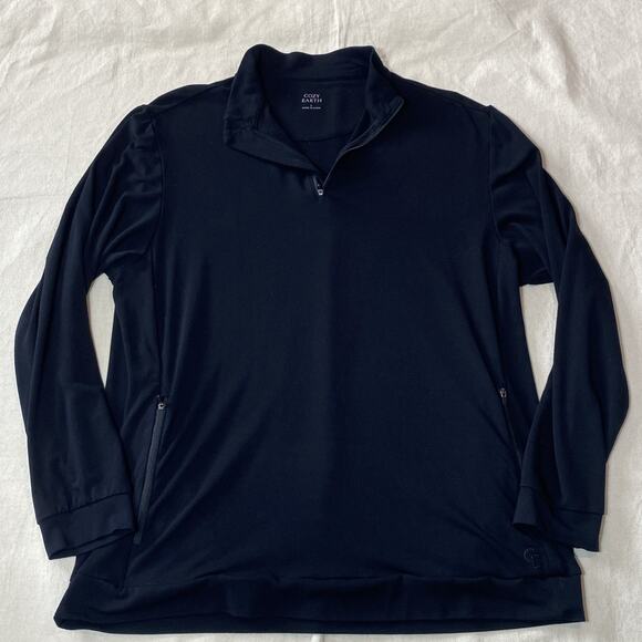 Cozy Earth Sweatshirt Mens Large Black Bamboo CityScape Quarter Zip Pullover - Picture 1 of 6